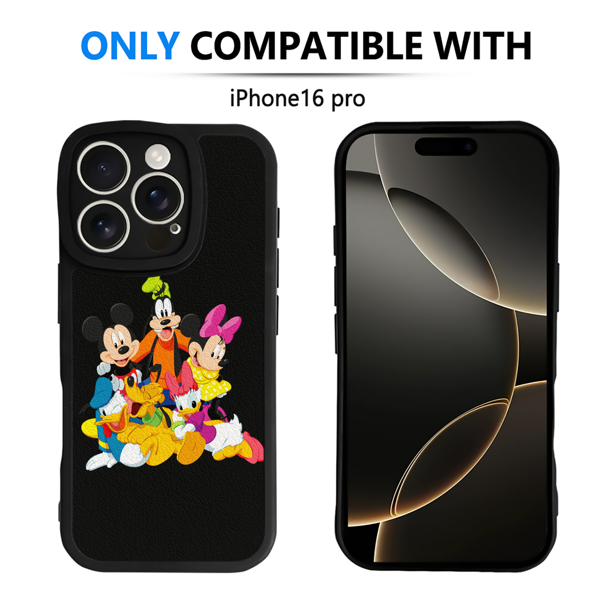 （画像用） ミッキーマウス Mickey Mouse 【iPhone 16シリーズ対応】シリコンスマホケース（レザー調） 材質：シリコン